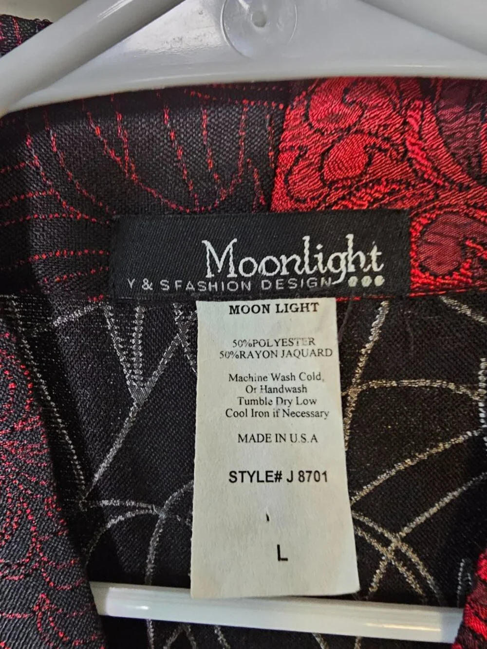 Vintage Moonlight Jacket Gray Maroon Lagenlook Artsy Metallic Jaquard L - Picture 5 of 6